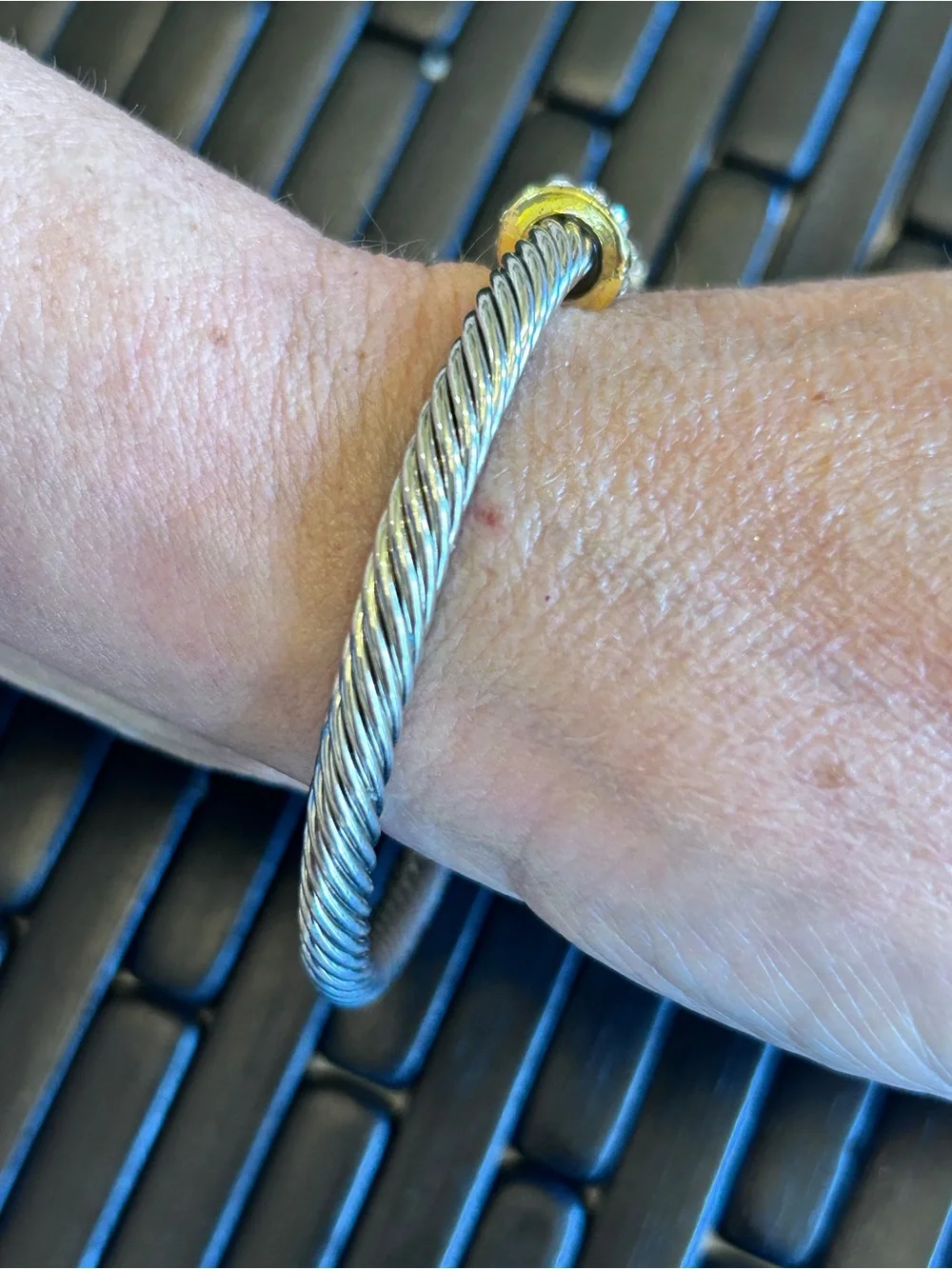 Kate Spade Silver-Tone Cable Cuff Bracelet with Pink Gem Accents - Picture 3 of 3